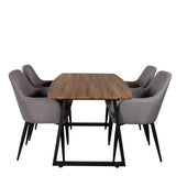 Jídelní stůl Inca - 160/200*85*H75 - Dub / Černá +Komfortní židle Polar šedá - Černé nohy _4