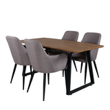 Jídelní stůl Inca - 160/200*85*H75 - Dub / Černá +Komfortní židle Polar šedá - Černé nohy _4