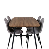 Jídelní stůl Inca - 160/200*85*H75 - Dub / Černá + Židle Polar - Šedá látka Černé nohy _4