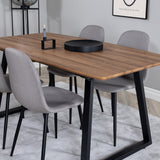 Jídelní stůl Inca - 160/200*85*H75 - Dub / Černá + Židle Polar - Šedá látka Černé nohy _4