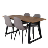 Jídelní stůl Inca - 160/200*85*H75 - Dub / Černá + Židle Polar - Šedá látka Černé nohy _4