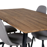 Jídelní stůl Inca - 160/200*85*H75 - Dub / Černá + Židle Polar - Šedá látka Černé nohy _4