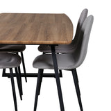 Jídelní stůl Inca - 160/200*85*H75 - Dub / Černá + Židle Polar - Šedá látka Černé nohy _4