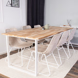 Cirebon Jídelní stůl 200*90cm - Teak / Bílá+Cirebon Jídelní židle - Bílá / Bílá