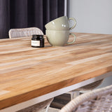 Cirebon Jídelní stůl 200*90cm - Teak / Bílá+Cirebon Jídelní židle - Bílá / Bílá