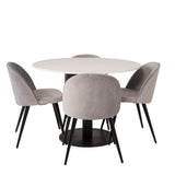 Jídelní stůl Razzia 106 cm - White Terazzo / Black+Velvet Matstol - Svart / Ljus