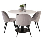 Jídelní stůl Razzia 106 cm - White Terazzo / Black+Velvet Matstol - Svart / Ljus