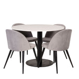 Jídelní stůl Razzia 106 cm - White Terazzo / Black+Velvet Matstol - Svart / Ljus