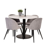 Jídelní stůl Razzia 106 cm - White Terazzo / Black+Velvet Matstol - Svart / Ljus