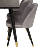 Dipp jídelní stůl - 180*90cm - Černá dýha / černé nohy s mosazným dippem +Velvet Ma