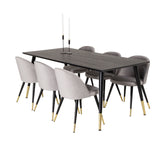 Dipp jídelní stůl - 180*90cm - Černá dýha / černé nohy s mosazným dippem +Velvet Ma