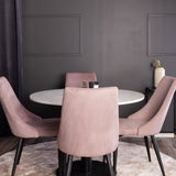 Jídelní stůl Razzia 106cm -Bílá Terazzo / Černá +Leone jídelní židle - Černé nohy / Dusty PinkCorduroy _4