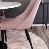 Jídelní stůl Razzia 106cm -Bílá Terazzo / Černá +Leone jídelní židle - Černé nohy / Dusty PinkCorduroy _4