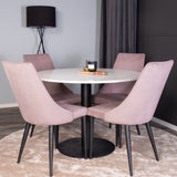 Jídelní stůl Razzia 106cm -Bílá Terazzo / Černá +Leone jídelní židle - Černé nohy / Dusty PinkCorduroy _4