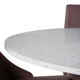 Jídelní stůl Razzia 106cm -Bílá Terazzo / Černá +Leone jídelní židle - Černé nohy / Dusty PinkCorduroy _4
