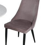 Jídelní stůl Razzia 106cm -Bílá Terazzo / Černá +Leone jídelní židle - Černé nohy / Dusty PinkCorduroy _4