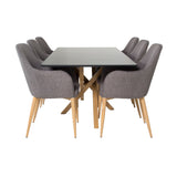 Piazza Matbord - Ek-look / svart - 180*90*75 +Comfort - Jídelní židle - Dub/tmavě šedá _6