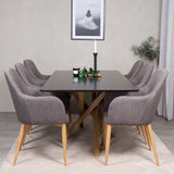 Piazza Matbord - Ek-look / svart - 180*90*75 +Comfort - Jídelní židle - Dub/tmavě šedá _6