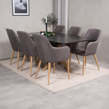 Piazza Matbord - Ek-look / svart - 180*90*75 +Comfort - Jídelní židle - Dub/tmavě šedá _6