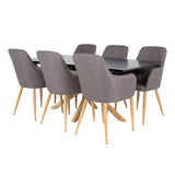 Piazza Matbord - Ek-look / svart - 180*90*75 +Comfort - Jídelní židle - Dub/tmavě šedá _6