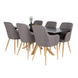 Piazza Matbord - Ek-look / svart - 180*90*75 +Comfort - Jídelní židle - Dub/tmavě šedá _6