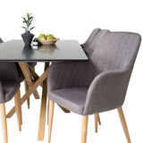 Piazza Matbord - Ek-look / svart - 180*90*75 +Comfort - Jídelní židle - Dub/tmavě šedá _6
