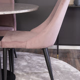 Jídelní stůl Razzia 106 cm - Šedá Terazzo / Černá + jídelní židle Leone - Černé nohy / Dusty PinkCorduroy _4