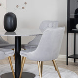 Jídelní stůl Razzia 106cm - Šedá Terazzo / BlackVelvet Deluxe jídelní židle - Br