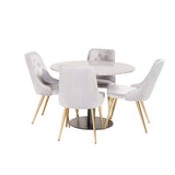 Jídelní stůl Razzia 106cm - Šedá Terazzo / BlackVelvet Deluxe jídelní židle - Br