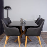 Piazza Matbord - Ek-look / svart - 180*90*75 +Comfort Karmstol - Ek-Look / Svart PU _6