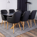 Piazza Matbord - Ek-look / svart - 180*90*75 +Comfort Karmstol - Ek-Look / Svart PU _6