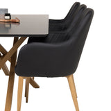 Piazza Matbord - Ek-look / svart - 180*90*75 +Comfort Karmstol - Ek-Look / Svart PU _6