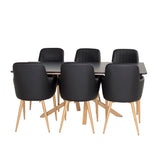 Piazza Matbord - Ek-look / svart - 180*90*75 +Comfort Karmstol - Ek-Look / Svart PU _6