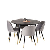Dipp jídelní stůl - 115 cm - Černá dýha / černé nohy s mosazným dipp Velvet Matsto