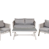 Virya Lounge set (3+2+1) Bílý alu / Šedé lano / šedý polštář