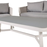 Virya Lounge set (3+2+1) Bílý alu / Šedé lano / šedý polštář