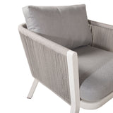 Virya Lounge set (3+2+1) Bílý alu / Šedé lano / šedý polštář