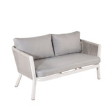 Virya Lounge set (3+2+1) Bílý alu / Šedé lano / šedý polštář