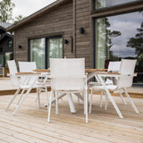 Mexico matbord ø140 - vit / teak+Mexico Karmstol (stapelbar) - Vit / teak _6