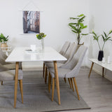 Polar Matbord - Ek-Look / Vit- 180*90*H75 +Leone - Jídelní židle - Dub/Světle šedá _6