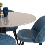 Razzia Jídelní stůl 106 cm - Šedá Terazzo / Černá+Velvet Matstol - Svart / Blå S