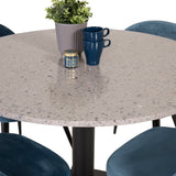 Razzia Jídelní stůl 106 cm - Šedá Terazzo / Černá+Velvet Matstol - Svart / Blå S