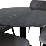 Estelle runt Matbord - Svart / Svart marmor - ø106*H75+Velvet Deluxe Jídelní Chai