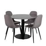 Razzia Jídelní stůl 106cm -Šedá Terazzo / Černá + Židle Polar - Šedá látka Černé nohy _4