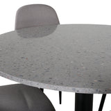 Razzia Jídelní stůl 106cm -Šedá Terazzo / Černá + Židle Polar - Šedá látka Černé nohy _4