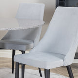 Jídelní stůl Razzia 106 cm - Šedá Terazzo / Černá + Leone jídelní židle - Černé nohy / Světle Šedá manšestrová _4