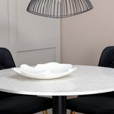 Jídelní stůl Razzia 106 cm -Bílá Terazzo / Černá - Sametová luxusní židle - Černá/matná mosaz noha 4