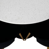 Jídelní stůl Razzia 106 cm -Bílá Terazzo / Černá - Sametová luxusní židle - Černá/matná mosaz noha 4