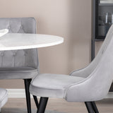 Jídelní stůl Razzia 106 cm - Bílá Terazzo / Černá+Velvet Deluxe Jídelní židle - Černé nohy / Světle šedá samet_4