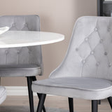 Jídelní stůl Razzia 106 cm - Bílá Terazzo / Černá+Velvet Deluxe Jídelní židle - Černé nohy / Světle šedá samet_4